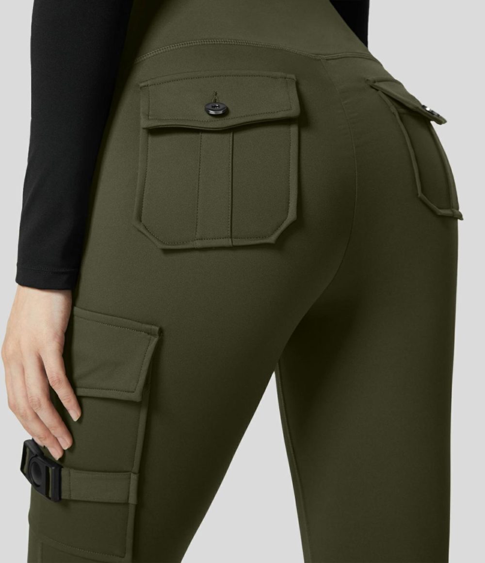 High Waisted Cargo Pocket Yoga 7/8 Leggings  | Womens  Cargo Pants Cargo Pants Cargo Pants