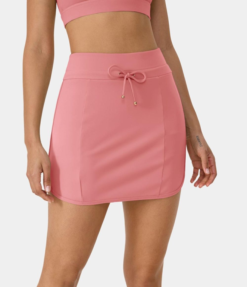 High Waisted Drawstring 2-in-1 Golf Skirt  | Womens  Mini Skirts Clothing Candy Pink