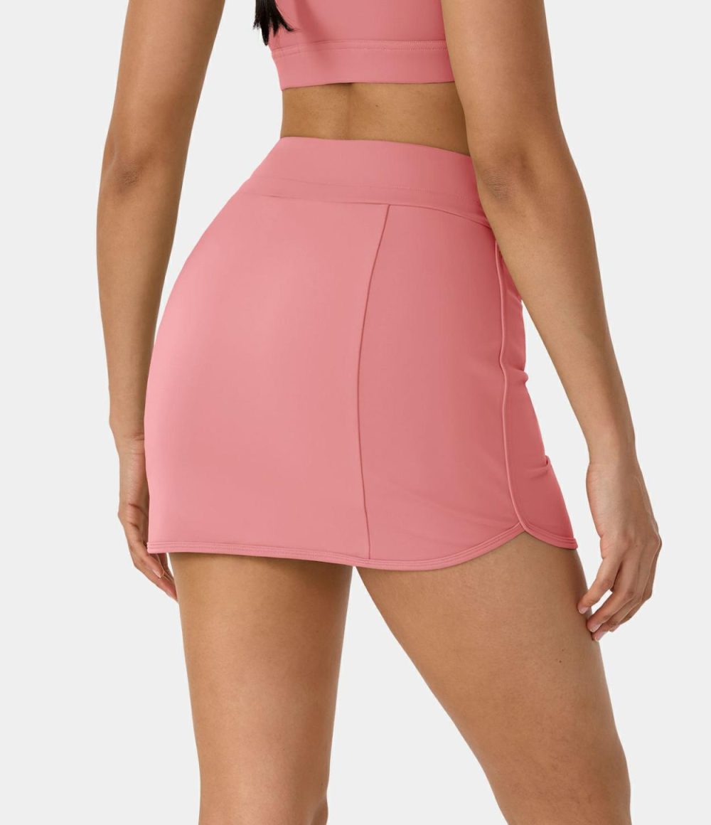 High Waisted Drawstring 2-in-1 Golf Skirt  | Womens  Mini Skirts Clothing Candy Pink