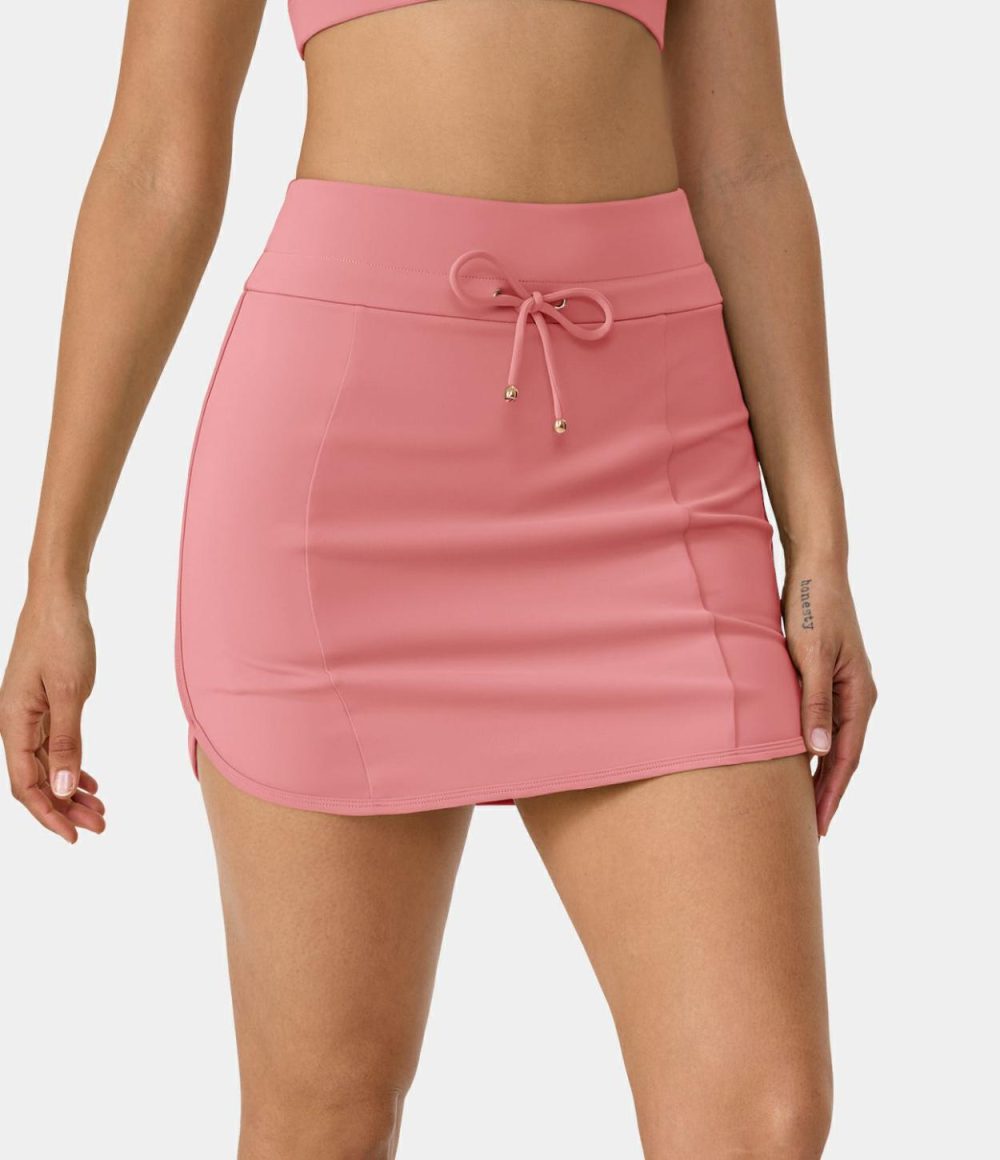 High Waisted Drawstring 2-in-1 Golf Skirt  | Womens  Mini Skirts Clothing Candy Pink