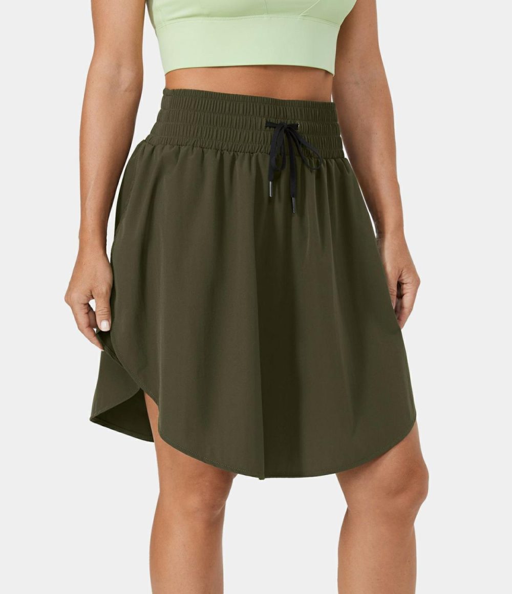 High Waisted Drawstring Curved Hem 2-in-1 Casual Skirt  | Womens  2-in-1 Skorts 2-in-1 Skorts 2-in-1 Skorts