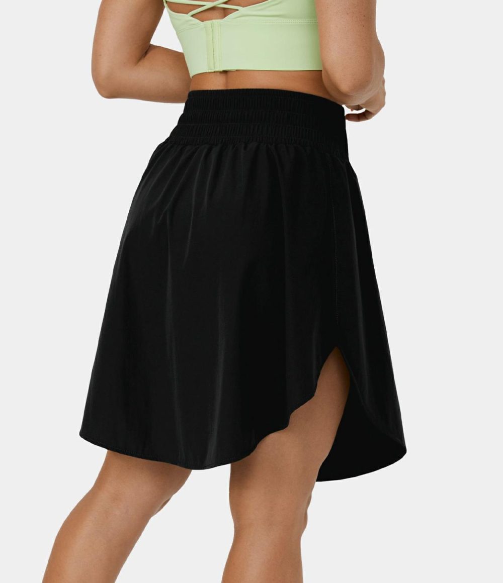 High Waisted Drawstring Curved Hem 2-in-1 Casual Skirt  | Womens  2-in-1 Skorts 2-in-1 Skorts 2-in-1 Skorts