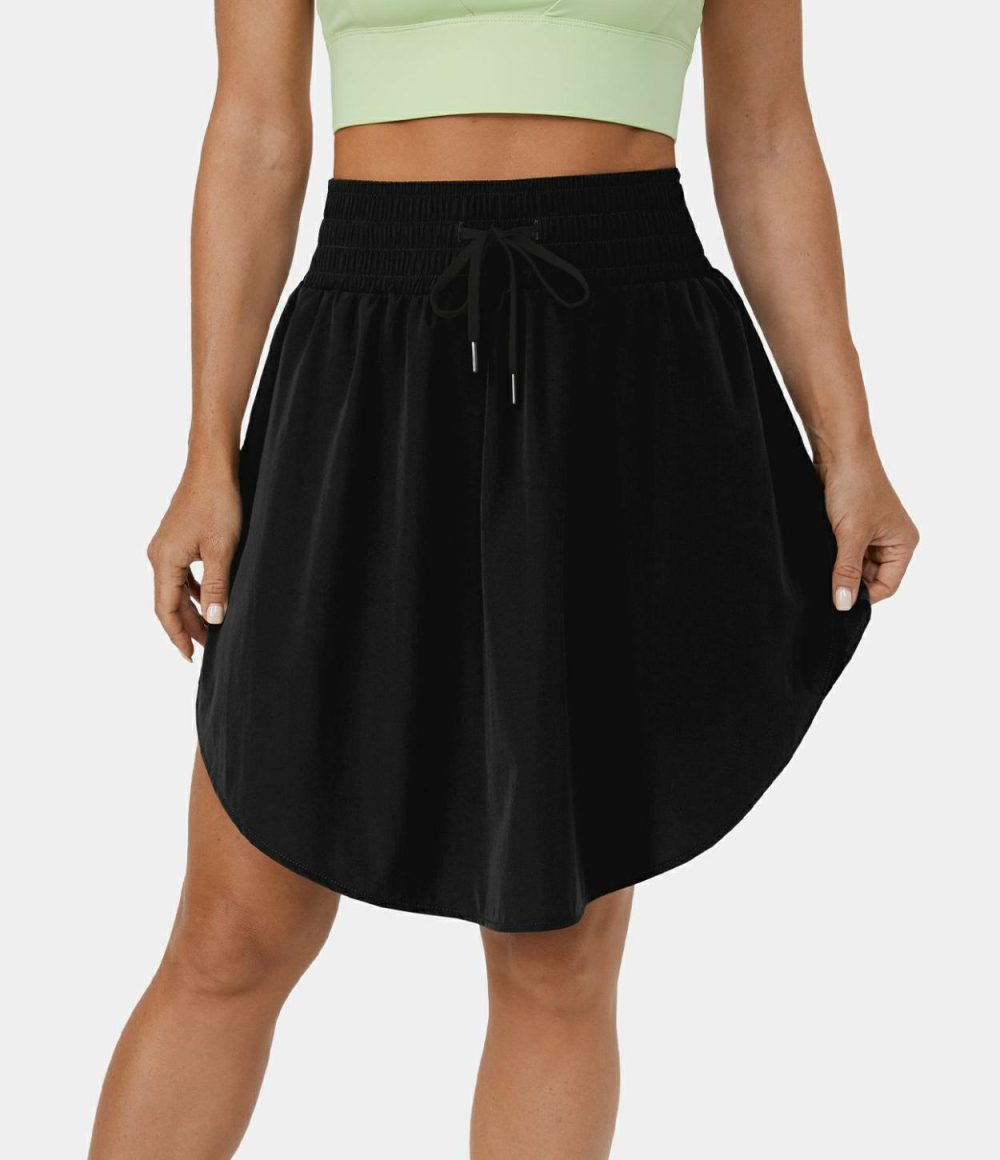 High Waisted Drawstring Curved Hem 2-in-1 Casual Skirt  | Womens  2-in-1 Skorts 2-in-1 Skorts 2-in-1 Skorts