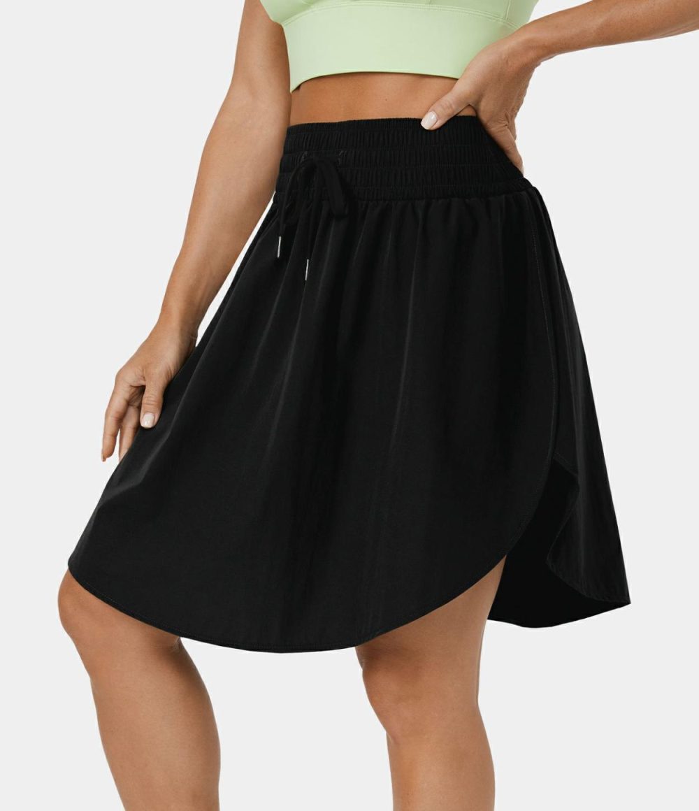 High Waisted Drawstring Curved Hem 2-in-1 Casual Skirt  | Womens  2-in-1 Skorts 2-in-1 Skorts 2-in-1 Skorts