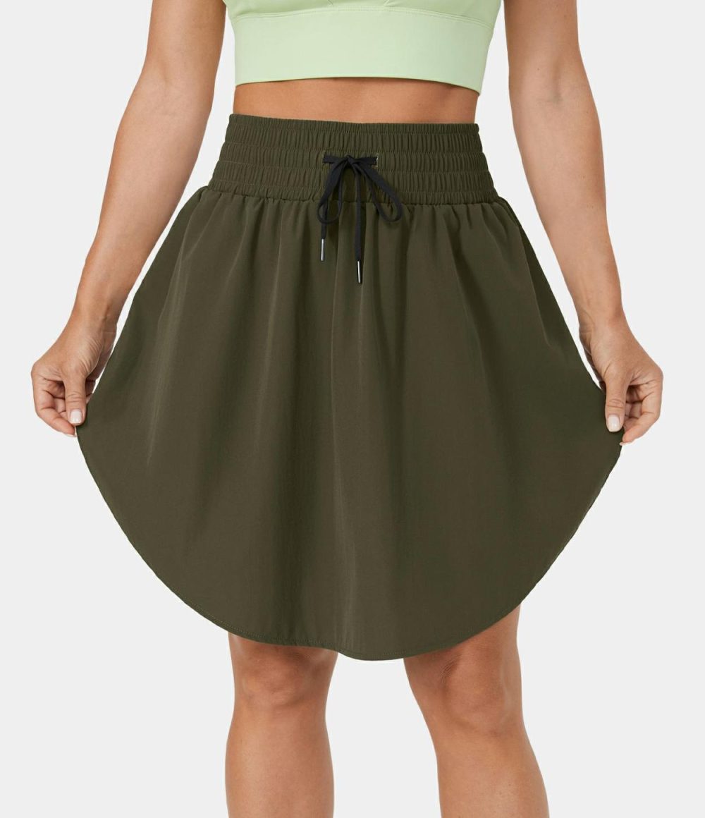 High Waisted Drawstring Curved Hem 2-in-1 Casual Skirt  | Womens  2-in-1 Skorts 2-in-1 Skorts 2-in-1 Skorts