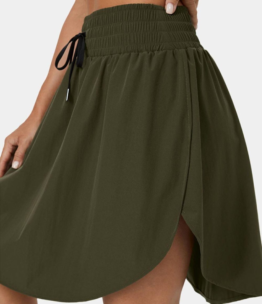 High Waisted Drawstring Curved Hem 2-in-1 Casual Skirt  | Womens  2-in-1 Skorts 2-in-1 Skorts 2-in-1 Skorts