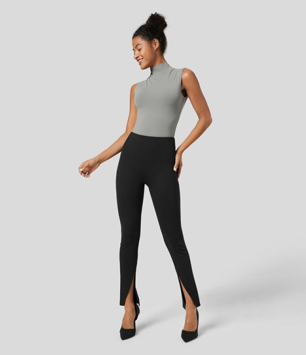 High Waisted Front Split Work Pants  | Womens  Active Work Pants Active Work Pants Active Work Pants