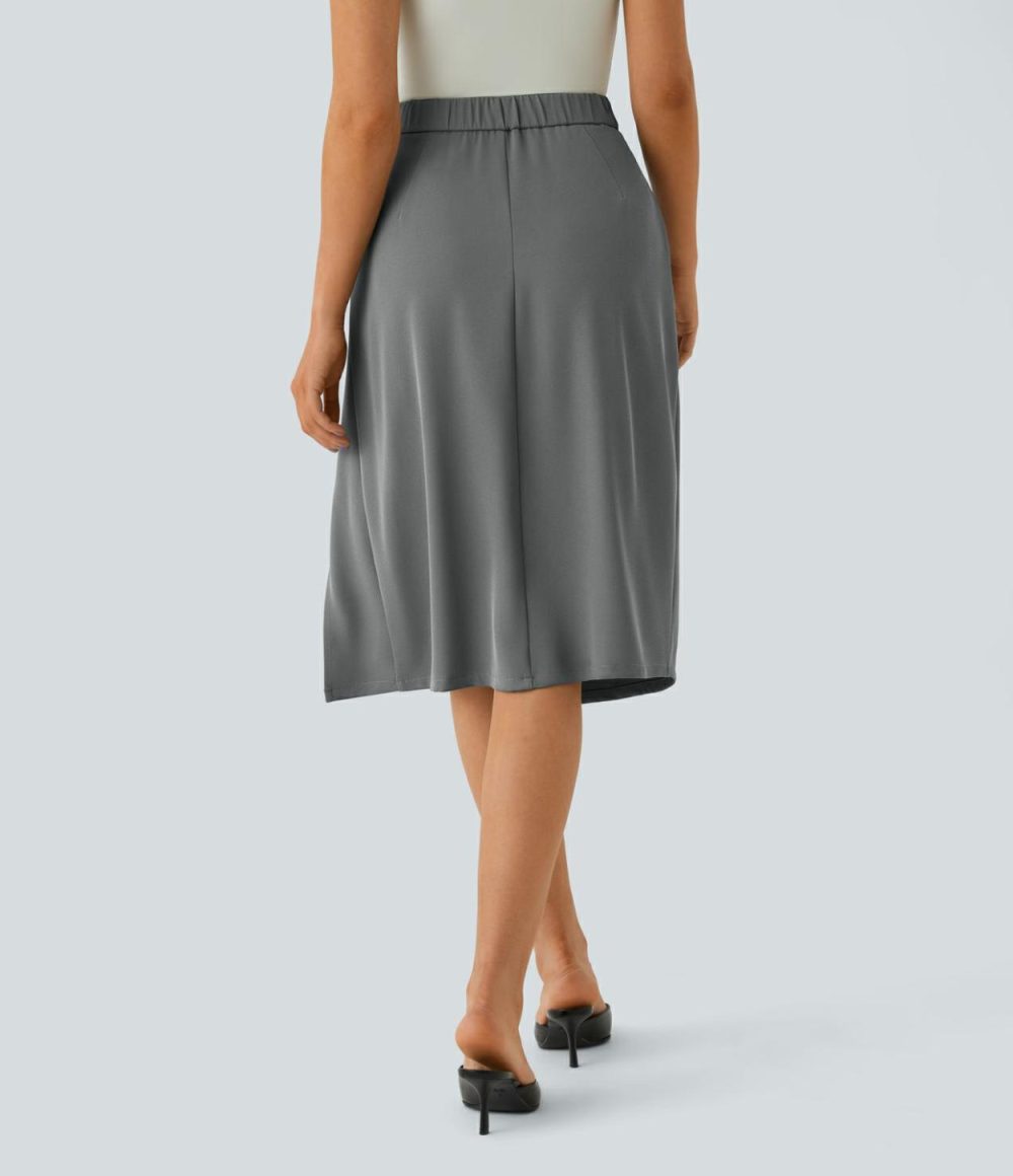 High Waisted Invisible Zipper 2-in-1 Split Midi Work Skirt  | Womens  2-in-1 Skorts 2-in-1 Skorts 2-in-1 Skorts