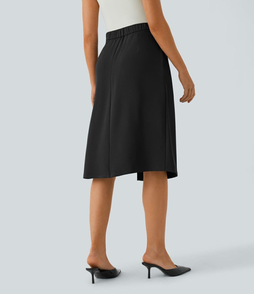 High Waisted Invisible Zipper 2-in-1 Split Midi Work Skirt  | Womens  2-in-1 Skorts 2-in-1 Skorts 2-in-1 Skorts