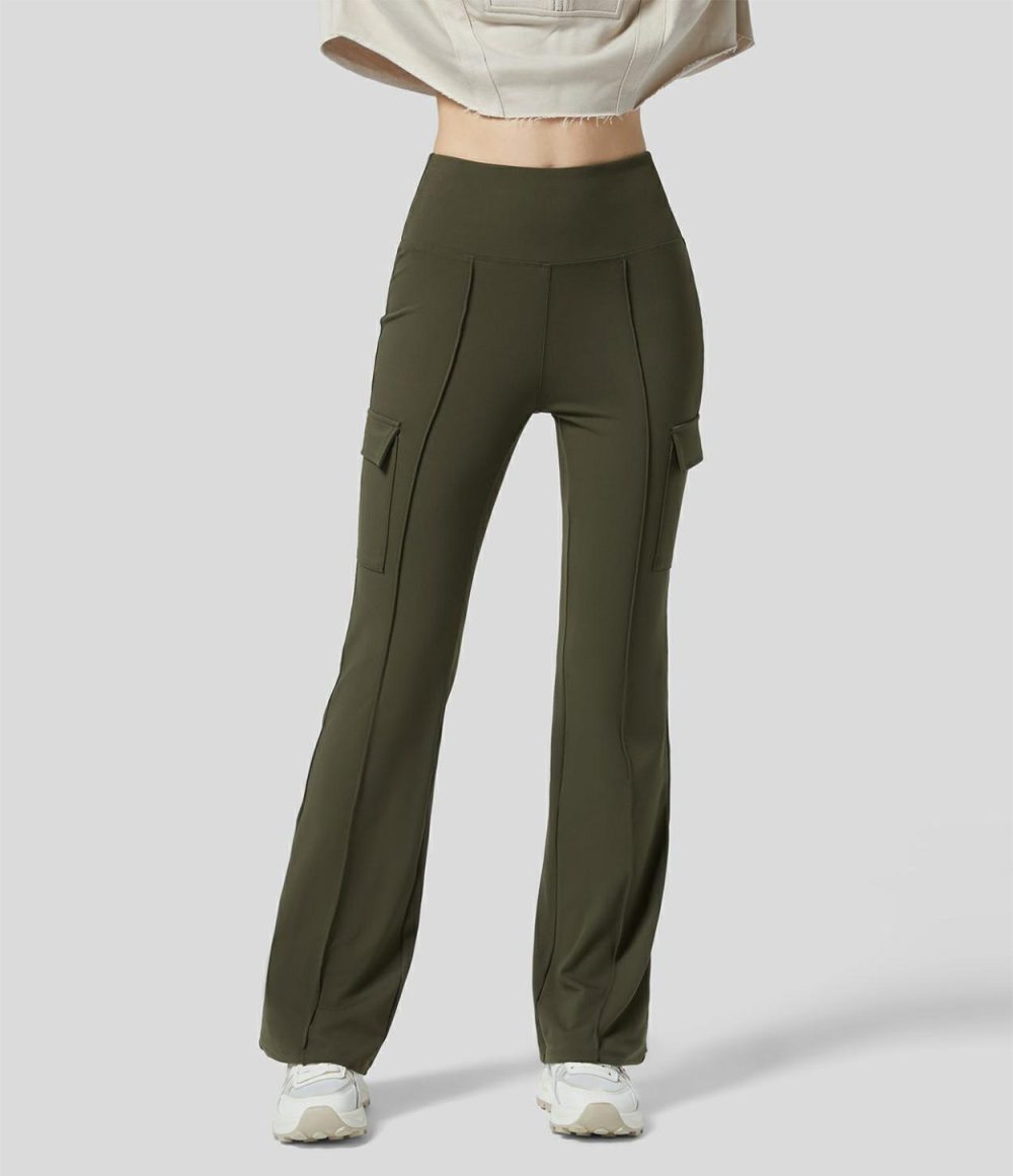 High Waisted Multiple Pockets Slight Flare Casual Cargo Pants  | Womens  Cargo Pants Cargo Pants Cargo Pants