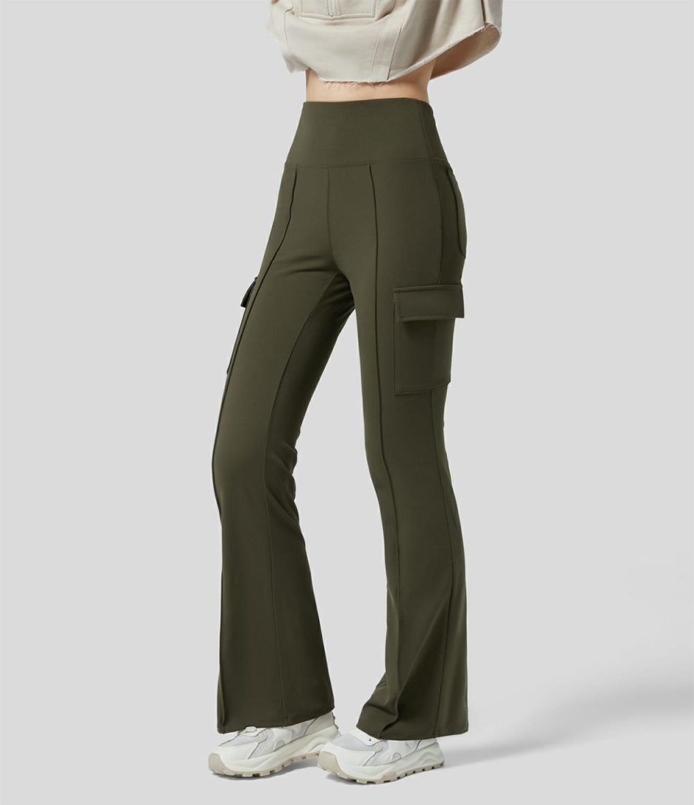 High Waisted Multiple Pockets Slight Flare Casual Cargo Pants  | Womens  Cargo Pants Cargo Pants Cargo Pants