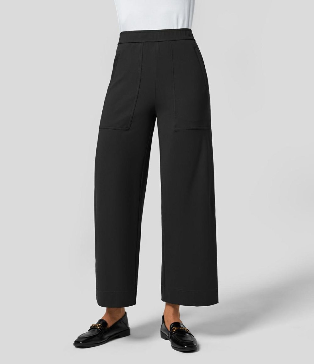 High Waisted Multiple Pockets Straight Leg Work Pants  | Womens  Active Work Pants Active Work Pants Active Work Pants