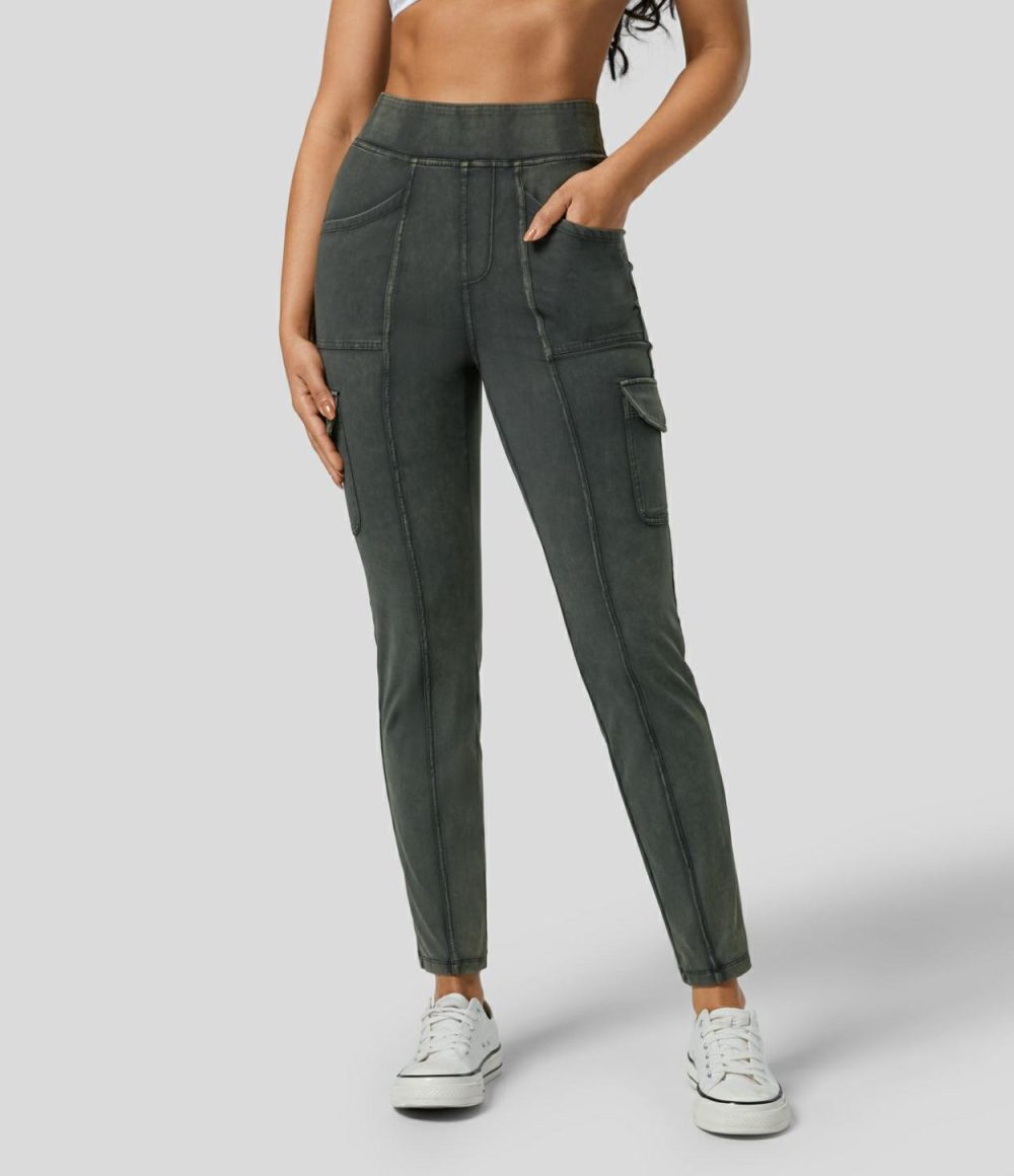 High Waisted Multiple Pockets Washed Casual Cargo Pants  | Womens  Cargo Pants Cargo Pants Cargo Pants