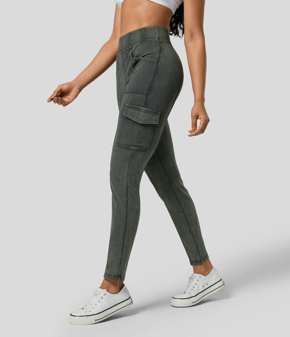 High Waisted Multiple Pockets Washed Casual Cargo Pants  | Womens  Cargo Pants Cargo Pants Cargo Pants