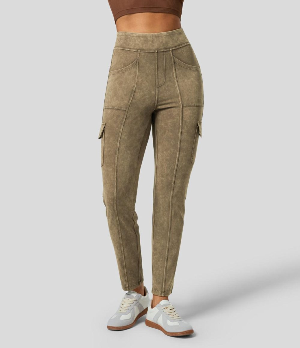 High Waisted Multiple Pockets Washed Casual Cargo Pants  | Womens  Cargo Pants Cargo Pants Cargo Pants