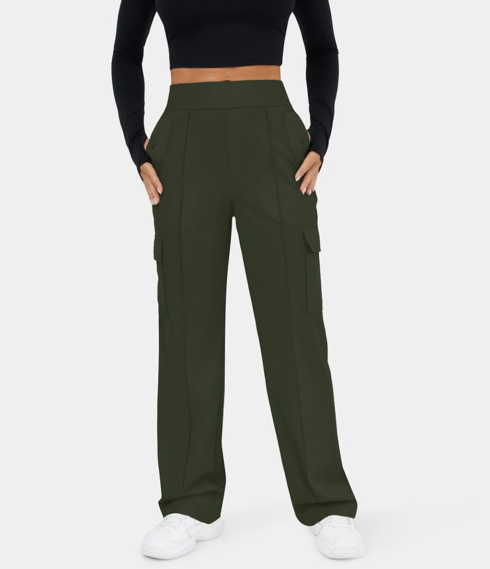 High Waisted Multiple Pockets Wide Leg Casual Cargo Pants  | Womens  Cargo Pants Cargo Pants Cargo Pants