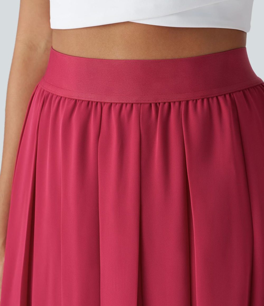 High Waisted Pleated Midi Casual Skirt  | Womens  Pleated Skirts Clothing Pleated Skirts