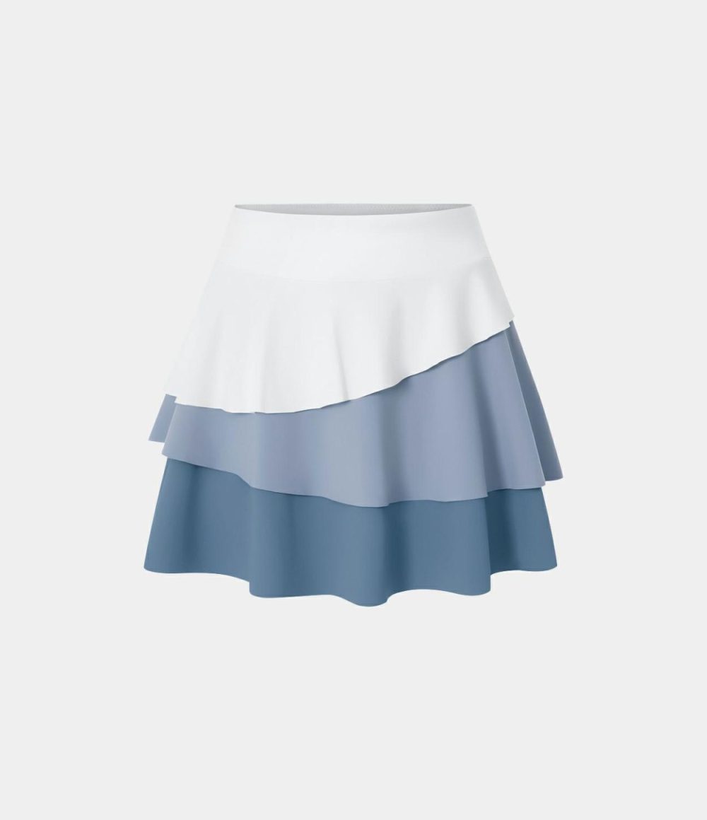 High Waisted Pocket 3-Layered Ruffle 2-in-1 A Line Tennis Skirt  | Womens  Mini Skirts Clothing Mini Skirts