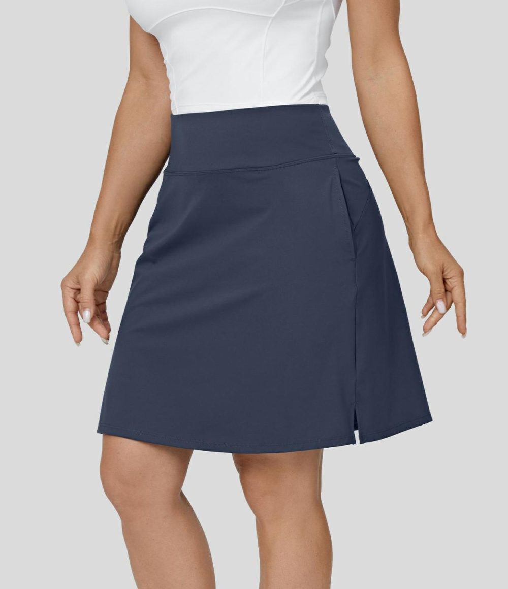 High Waisted Pocket Split 2-in-1 A Line Golf Skirt  | Womens  2-in-1 Skorts 2-in-1 Skorts 2-in-1 Skorts