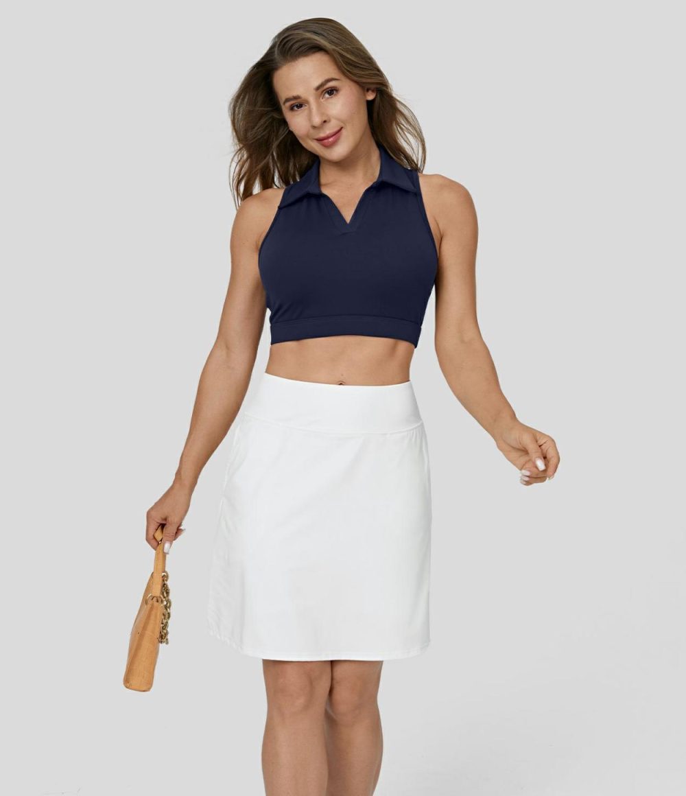 High Waisted Pocket Split 2-in-1 A Line Golf Skirt  | Womens  2-in-1 Skorts 2-in-1 Skorts 2-in-1 Skorts