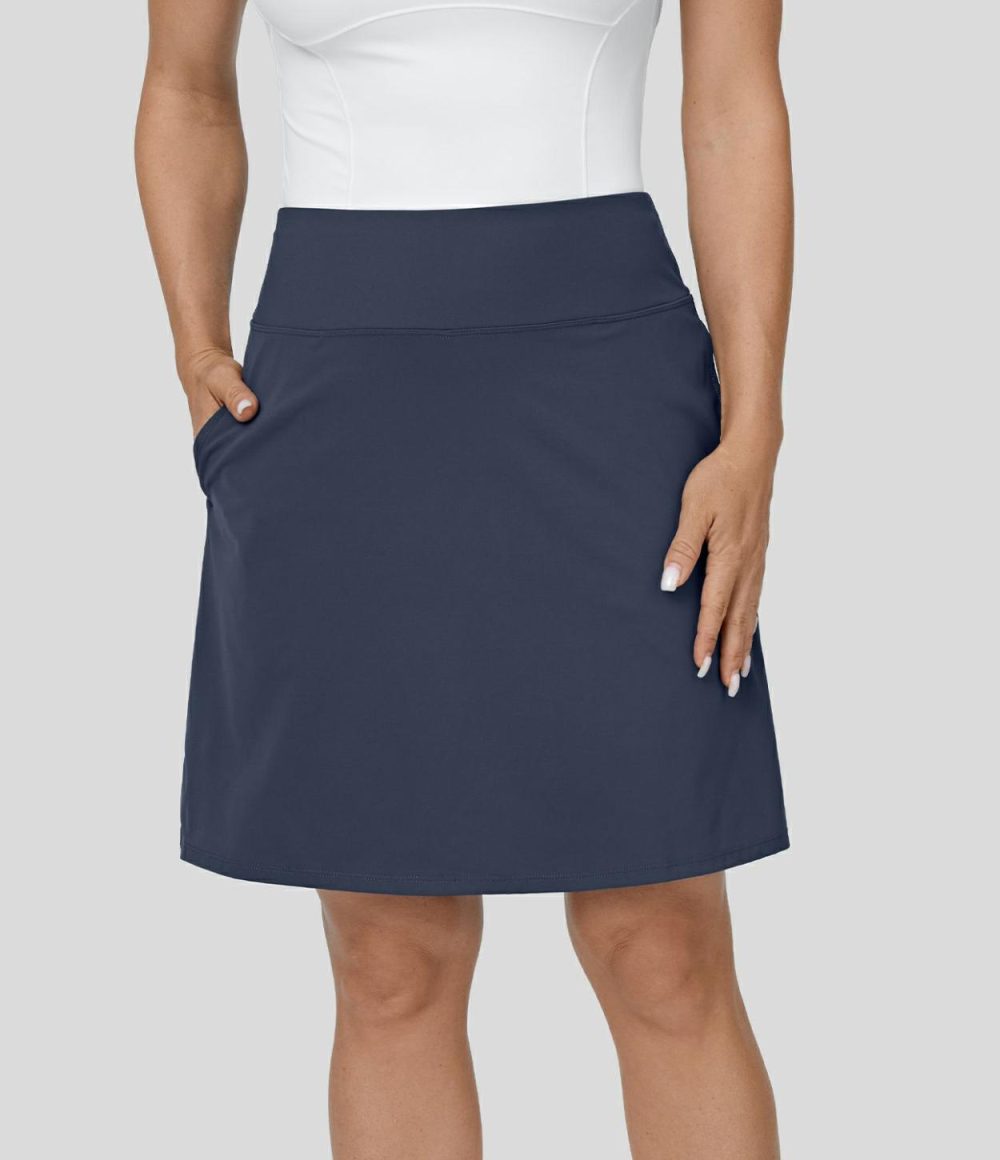 High Waisted Pocket Split 2-in-1 A Line Golf Skirt  | Womens  2-in-1 Skorts 2-in-1 Skorts 2-in-1 Skorts