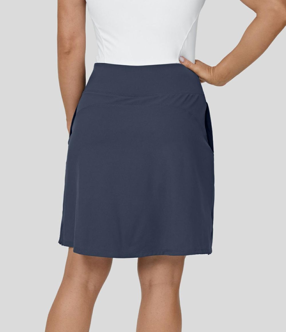 High Waisted Pocket Split 2-in-1 A Line Golf Skirt  | Womens  2-in-1 Skorts 2-in-1 Skorts 2-in-1 Skorts