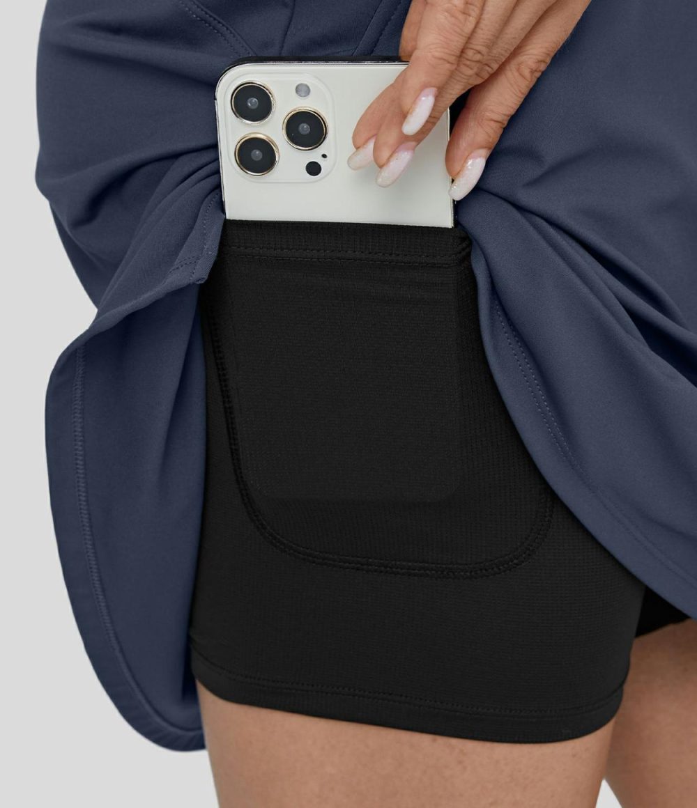 High Waisted Pocket Split 2-in-1 A Line Golf Skirt  | Womens  2-in-1 Skorts 2-in-1 Skorts 2-in-1 Skorts