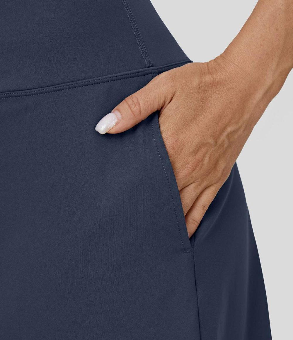 High Waisted Pocket Split 2-in-1 A Line Golf Skirt  | Womens  2-in-1 Skorts 2-in-1 Skorts 2-in-1 Skorts