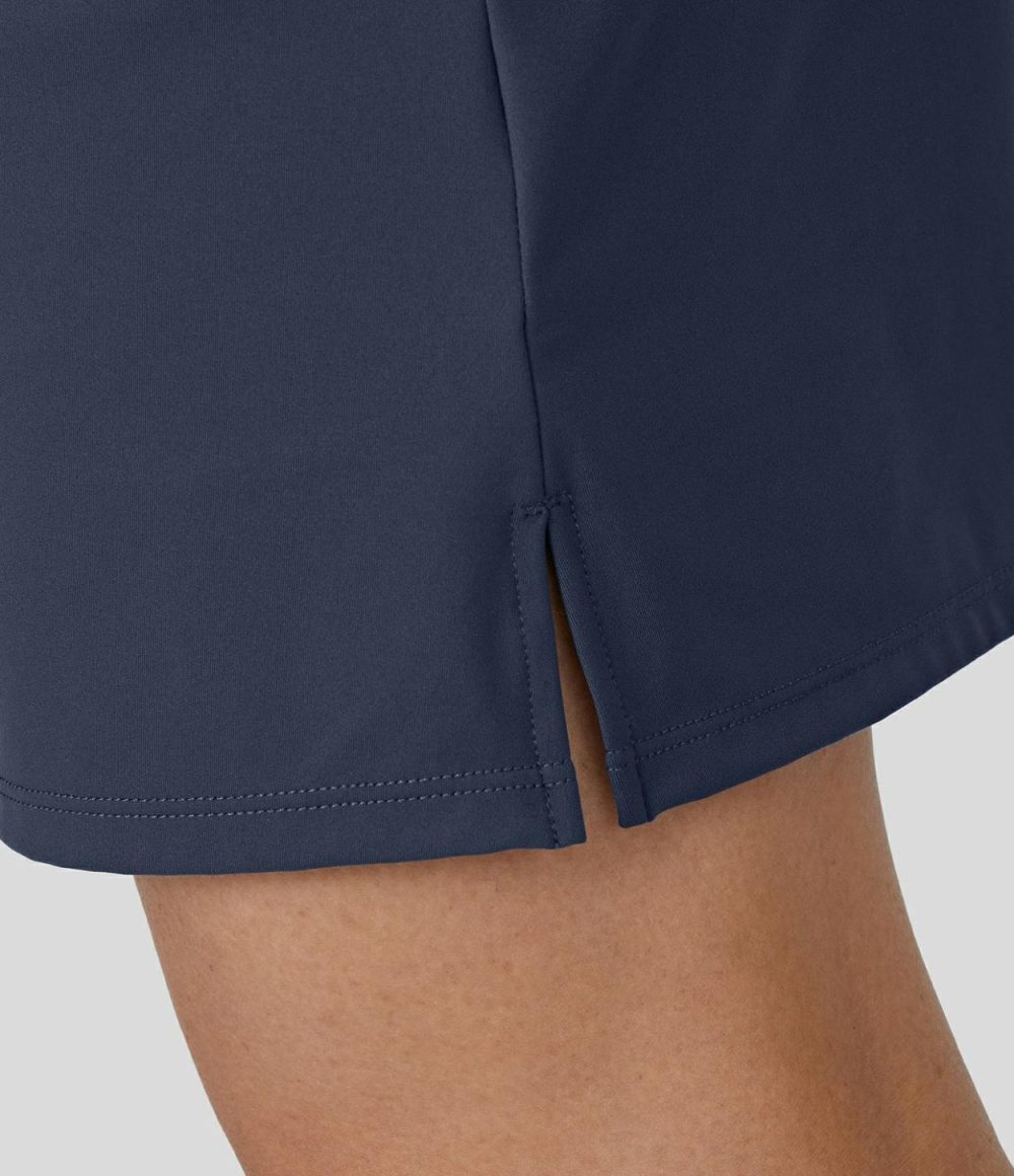 High Waisted Pocket Split 2-in-1 A Line Golf Skirt  | Womens  2-in-1 Skorts 2-in-1 Skorts 2-in-1 Skorts