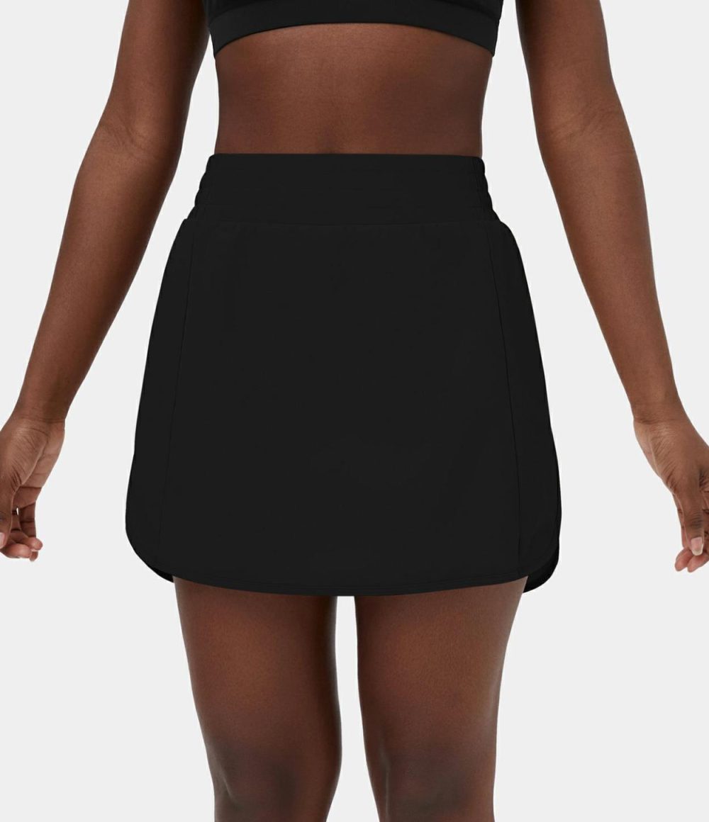 High Waisted Side Pocket 2-in-1 Mini Golf Skirt  | Womens  Mini Skirts Clothing Black