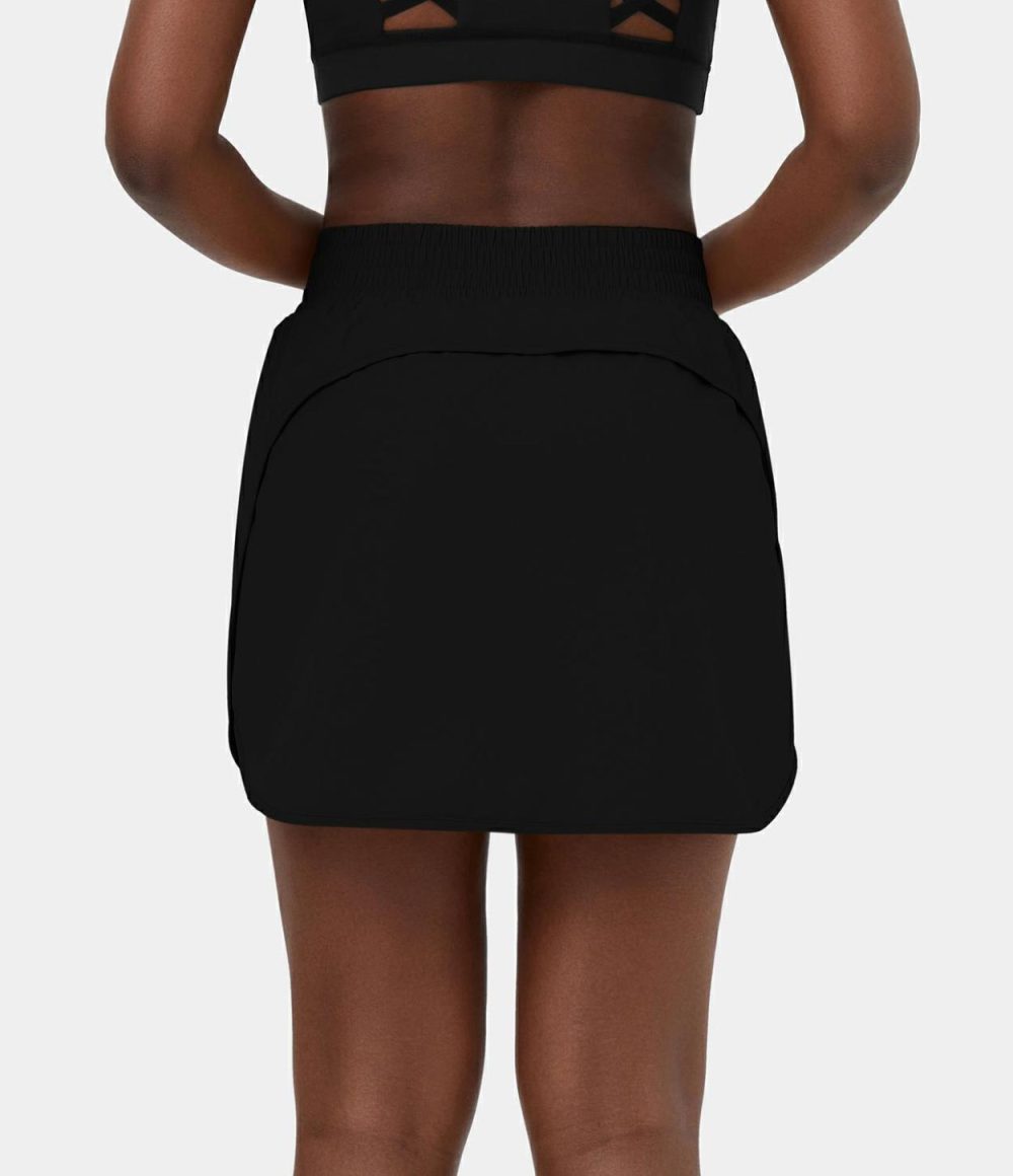 High Waisted Side Pocket 2-in-1 Mini Golf Skirt  | Womens  Mini Skirts Clothing Black