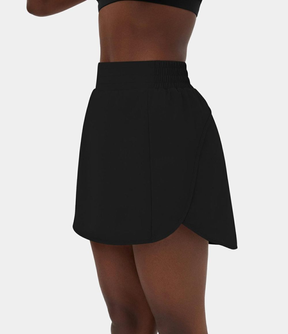 High Waisted Side Pocket 2-in-1 Mini Golf Skirt  | Womens  Mini Skirts Clothing Black