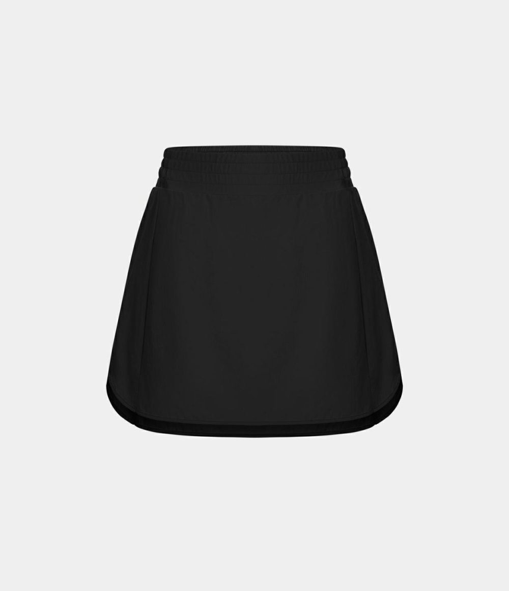 High Waisted Side Pocket 2-in-1 Mini Golf Skirt  | Womens  Mini Skirts Clothing Black