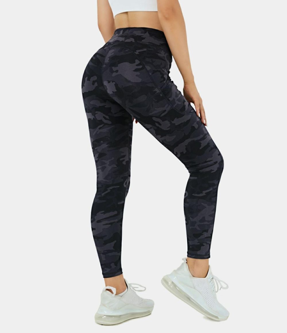 High Waisted Side Pocket 7/8 Leggings  | Womens  Pocket Leggings Clothing Black Camo/Black/Oxford Blue/Midnight Blue/Graphite Grey