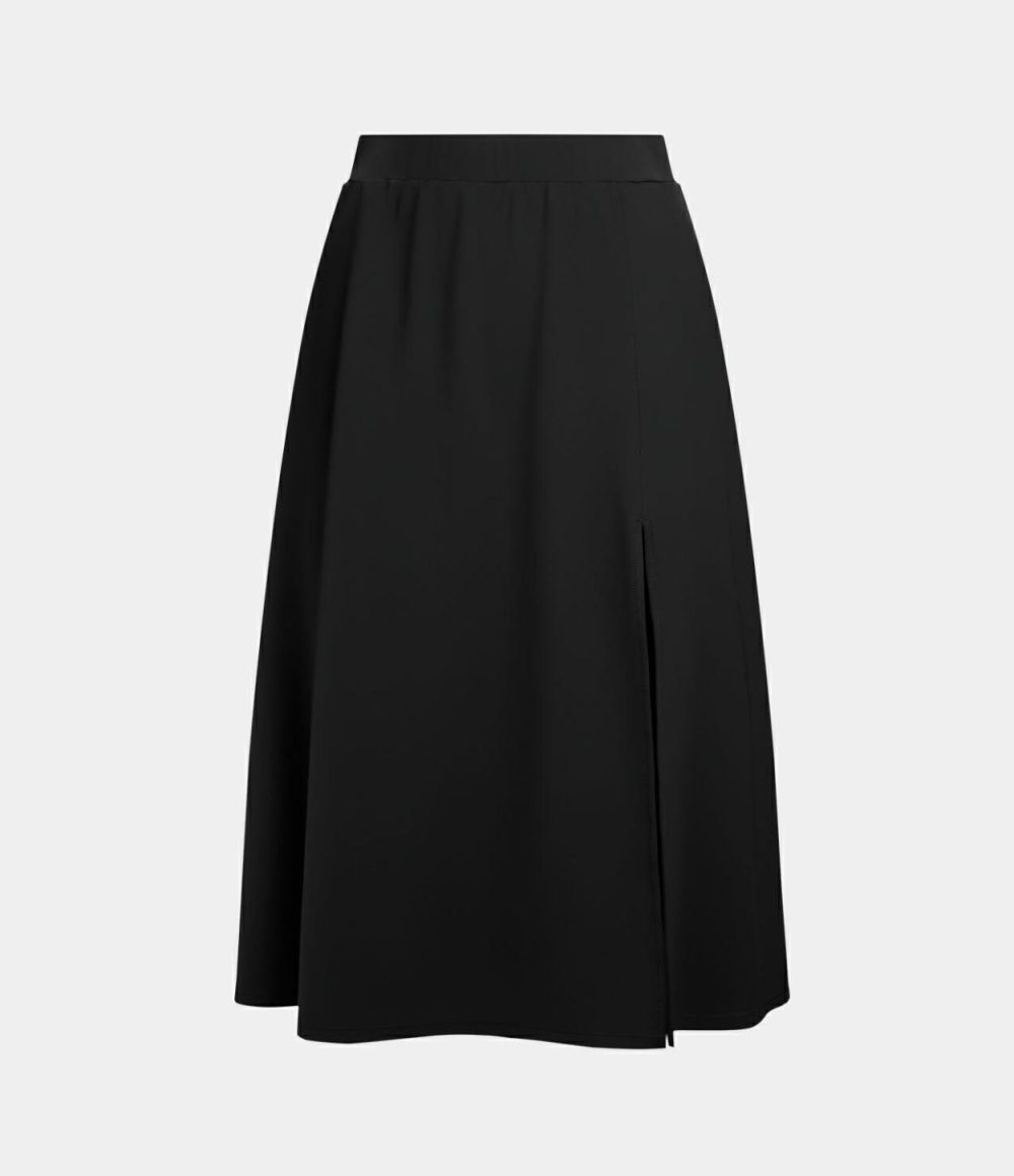 High Waisted Side Pocket Split Midi Casual Skirt  | Womens  Everyday Skirts Clothing Everyday Skirts