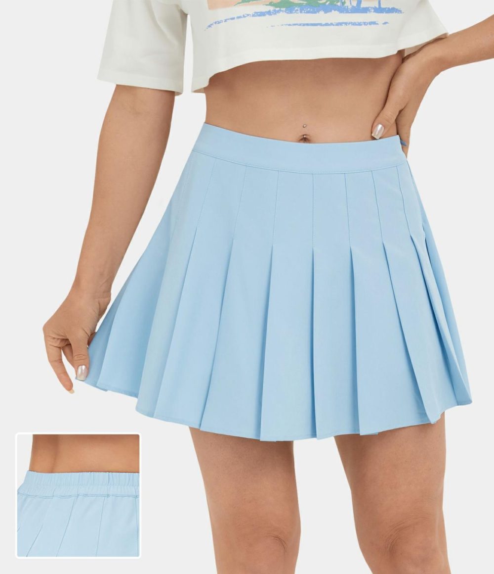 High Waisted Zipper 2-in-1 Side Pocket Pleated Mini Tennis Skirt-Airy  | Womens  Mini Skirts Clothing Mini Skirts