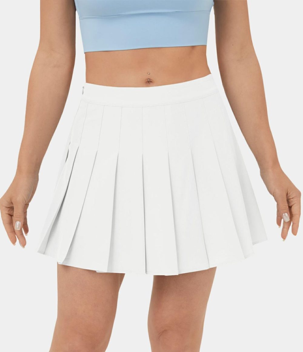 High Waisted Zipper 2-in-1 Side Pocket Pleated Mini Tennis Skirt-Airy  | Womens  Mini Skirts Clothing Mini Skirts