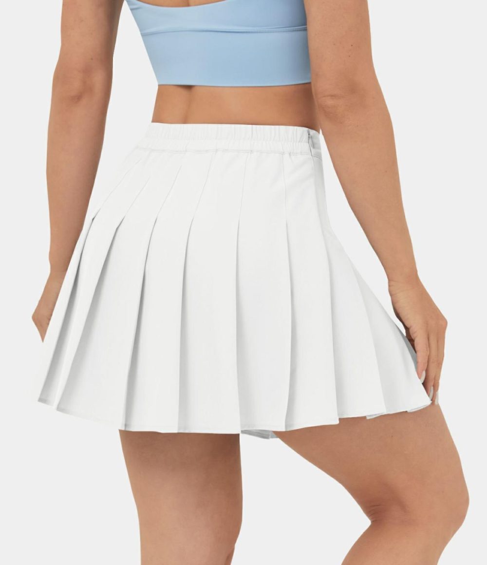 High Waisted Zipper 2-in-1 Side Pocket Pleated Mini Tennis Skirt-Airy  | Womens  Mini Skirts Clothing Mini Skirts