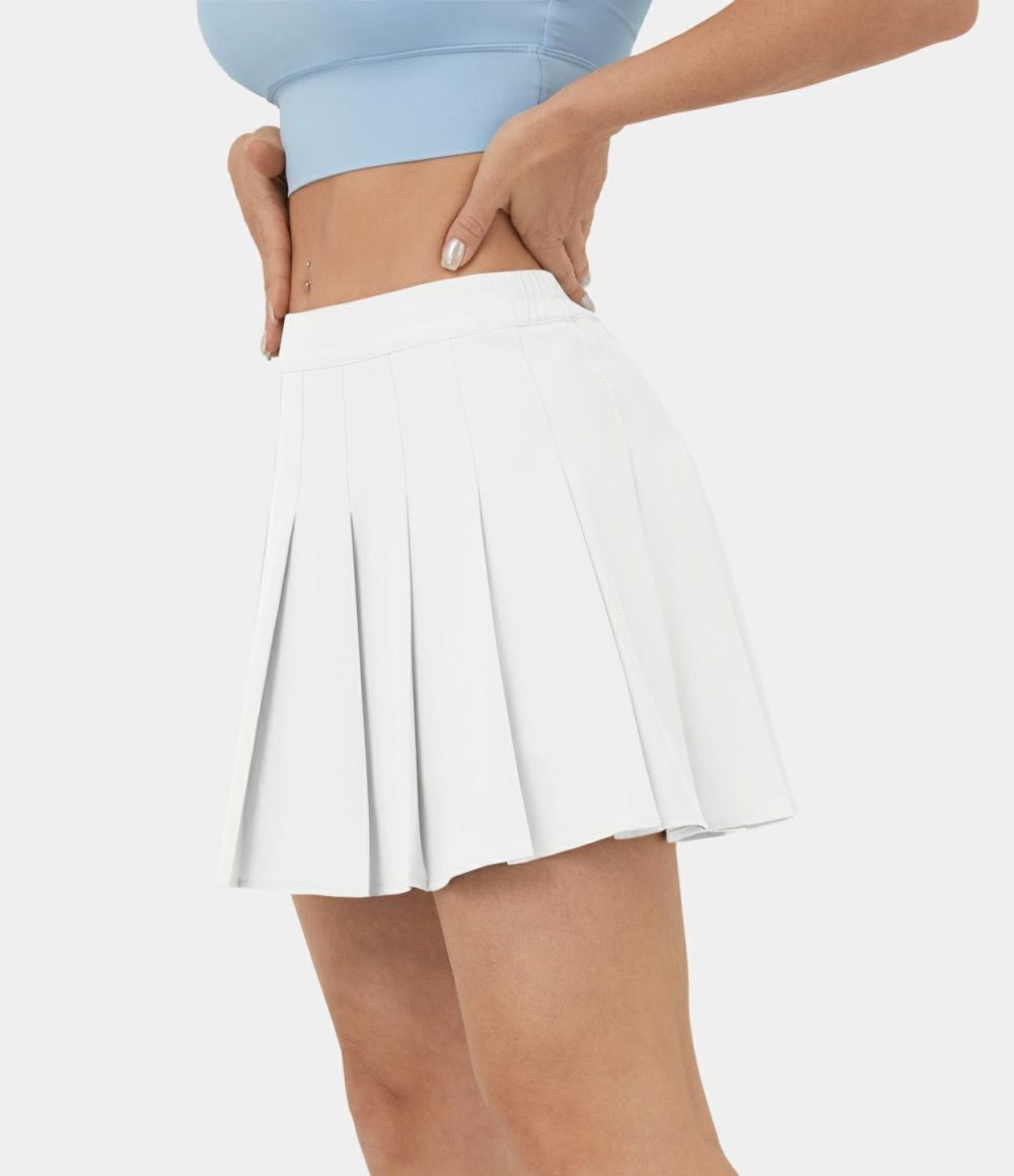 High Waisted Zipper 2-in-1 Side Pocket Pleated Mini Tennis Skirt-Airy  | Womens  Mini Skirts Clothing Mini Skirts