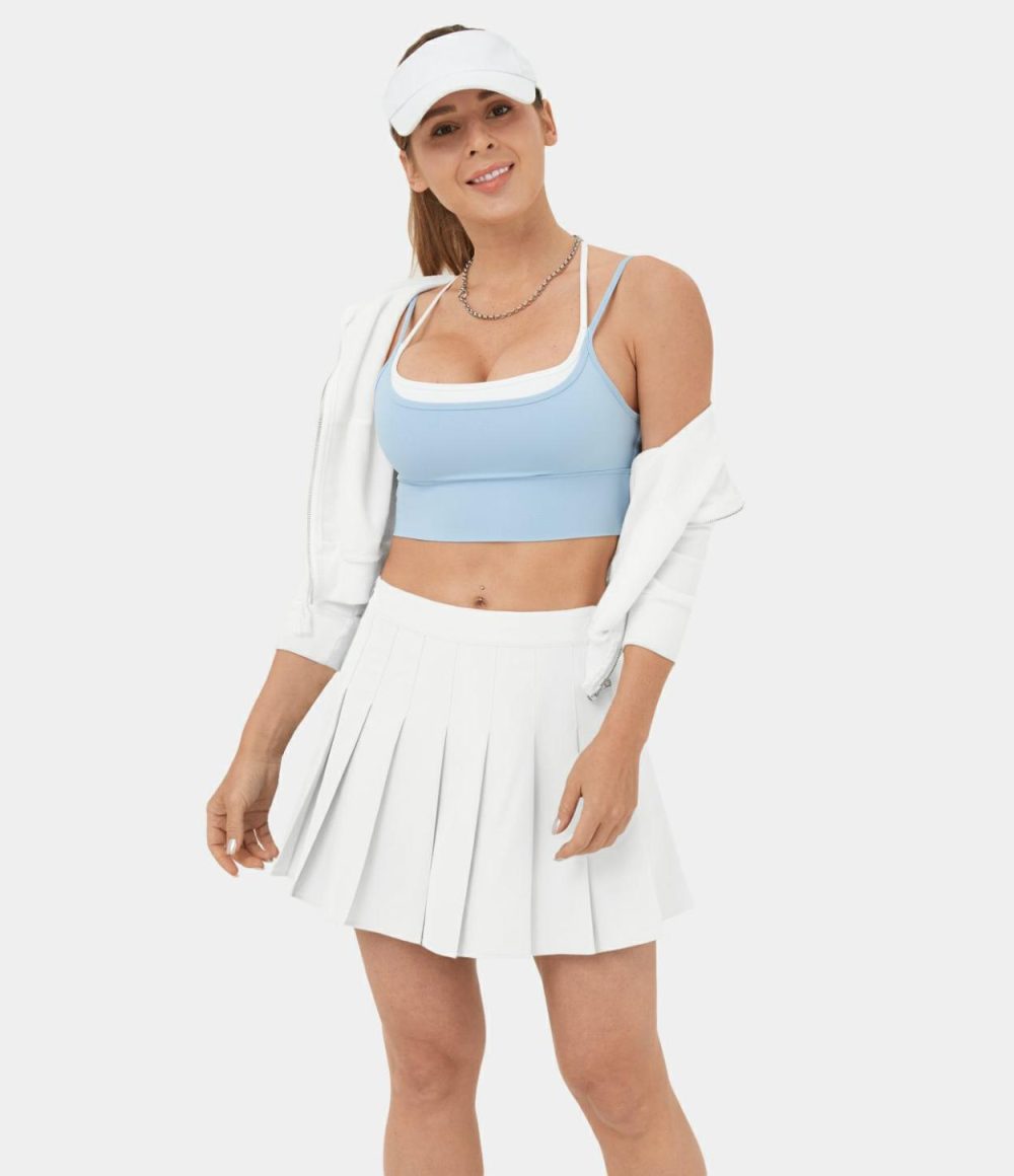 High Waisted Zipper 2-in-1 Side Pocket Pleated Mini Tennis Skirt-Airy  | Womens  Mini Skirts Clothing Mini Skirts