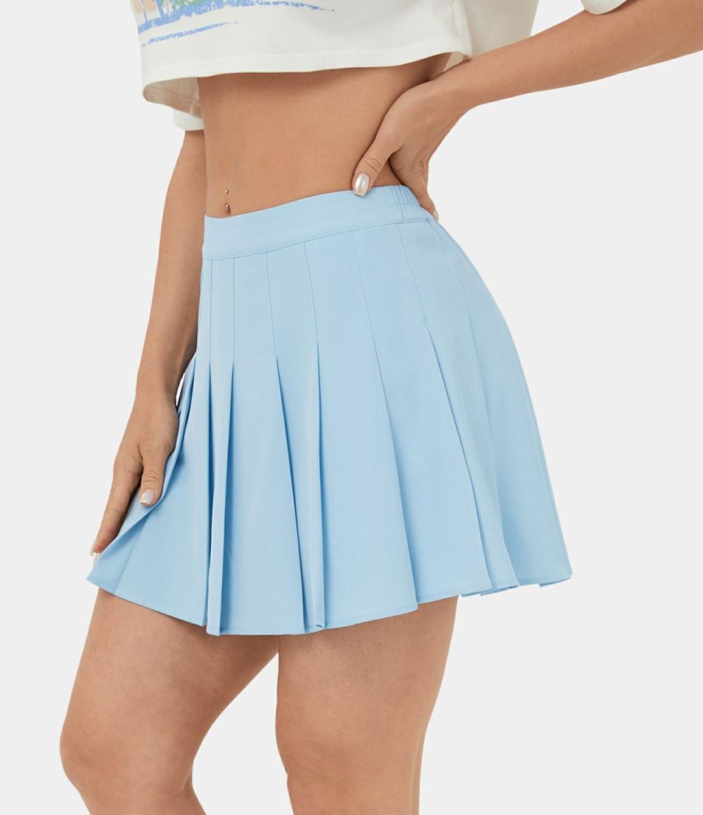 High Waisted Zipper 2-in-1 Side Pocket Pleated Mini Tennis Skirt-Airy  | Womens  Mini Skirts Clothing Mini Skirts