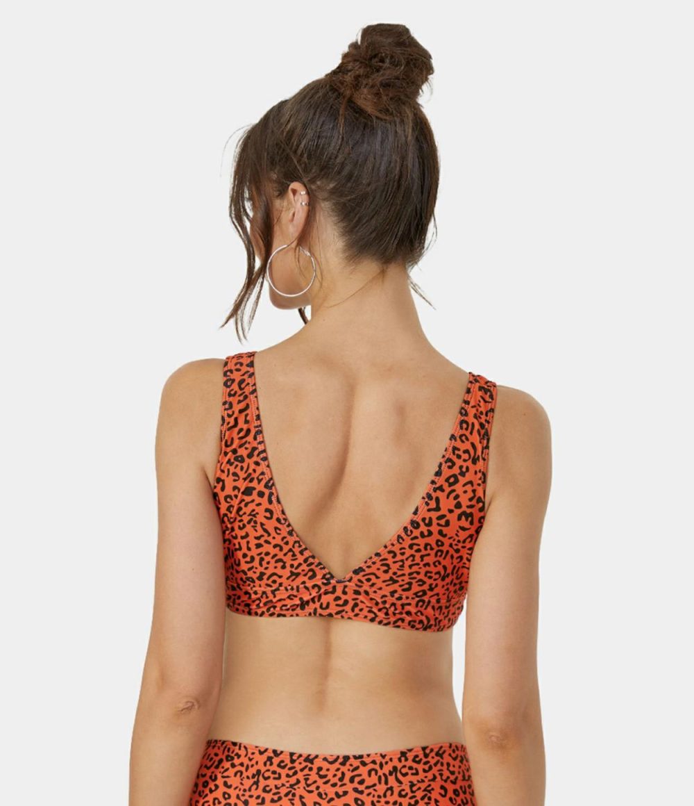 Leopard Print Bikini Top  | Womens  Swimwear Tops Clothing Dark Leopard Print/Leopard Print Orange