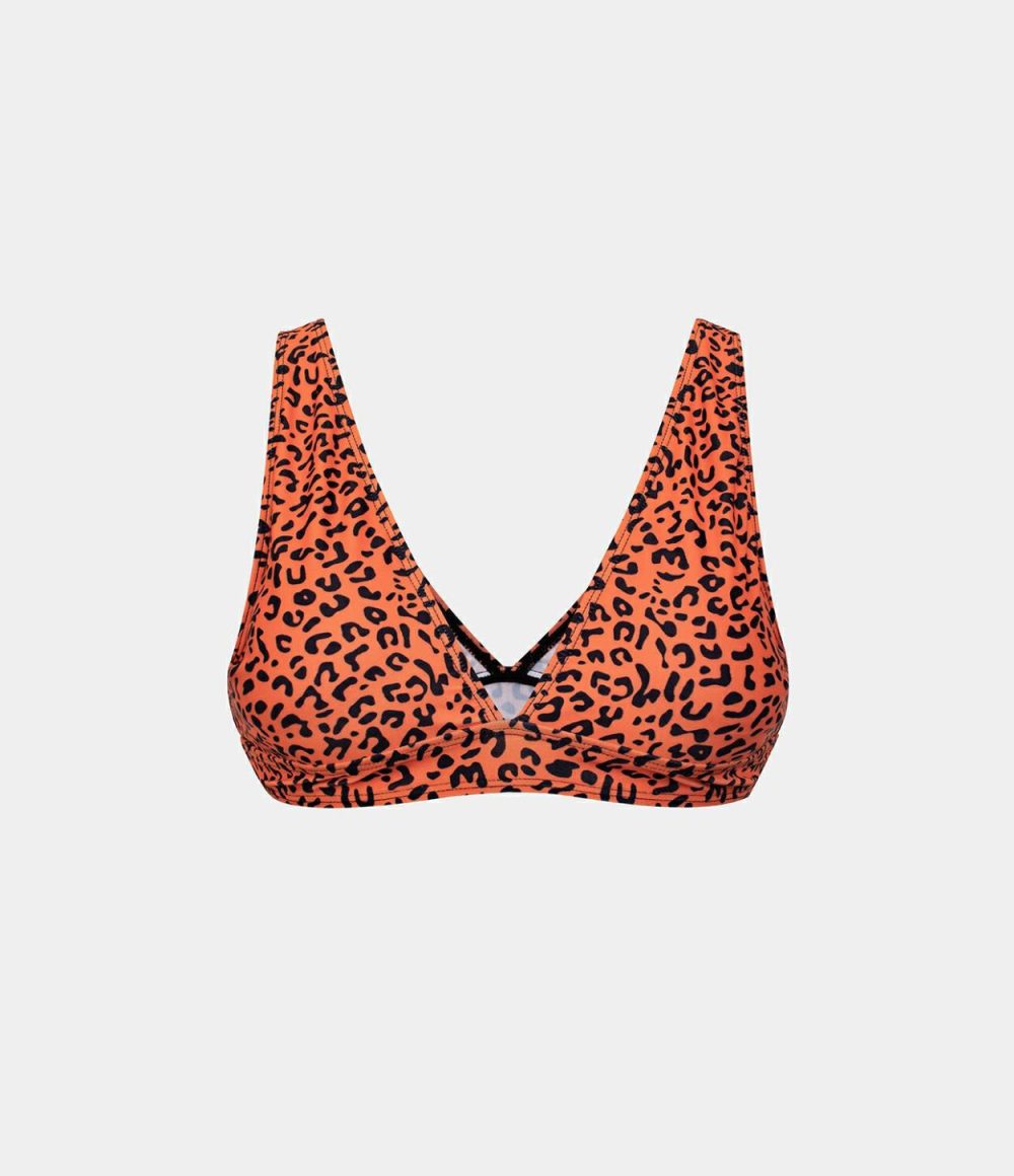 Leopard Print Bikini Top  | Womens  Swimwear Tops Clothing Dark Leopard Print/Leopard Print Orange