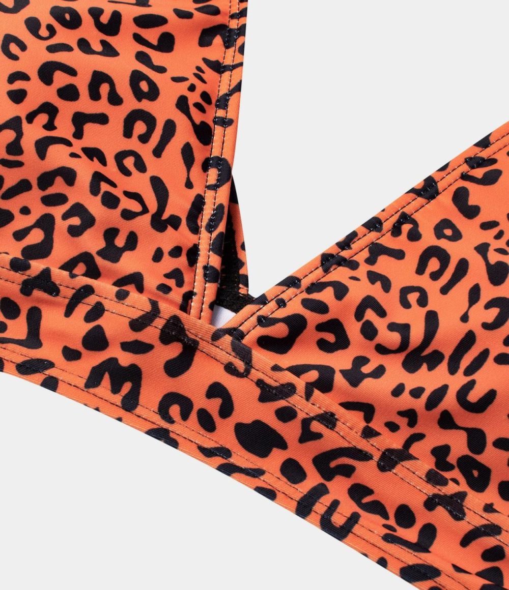 Leopard Print Bikini Top  | Womens  Swimwear Tops Clothing Dark Leopard Print/Leopard Print Orange