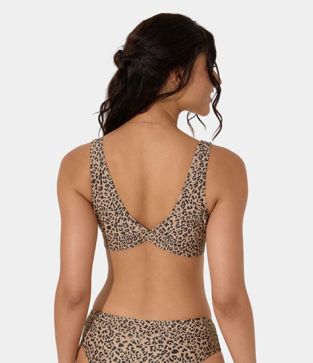 Leopard Print Bikini Top  | Womens  Swimwear Tops Clothing Dark Leopard Print/Leopard Print Orange