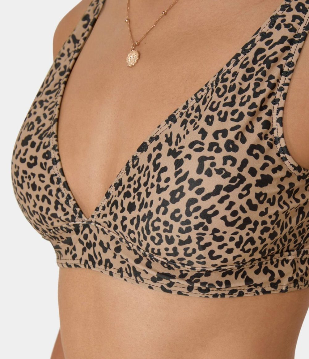 Leopard Print Bikini Top  | Womens  Swimwear Tops Clothing Dark Leopard Print/Leopard Print Orange