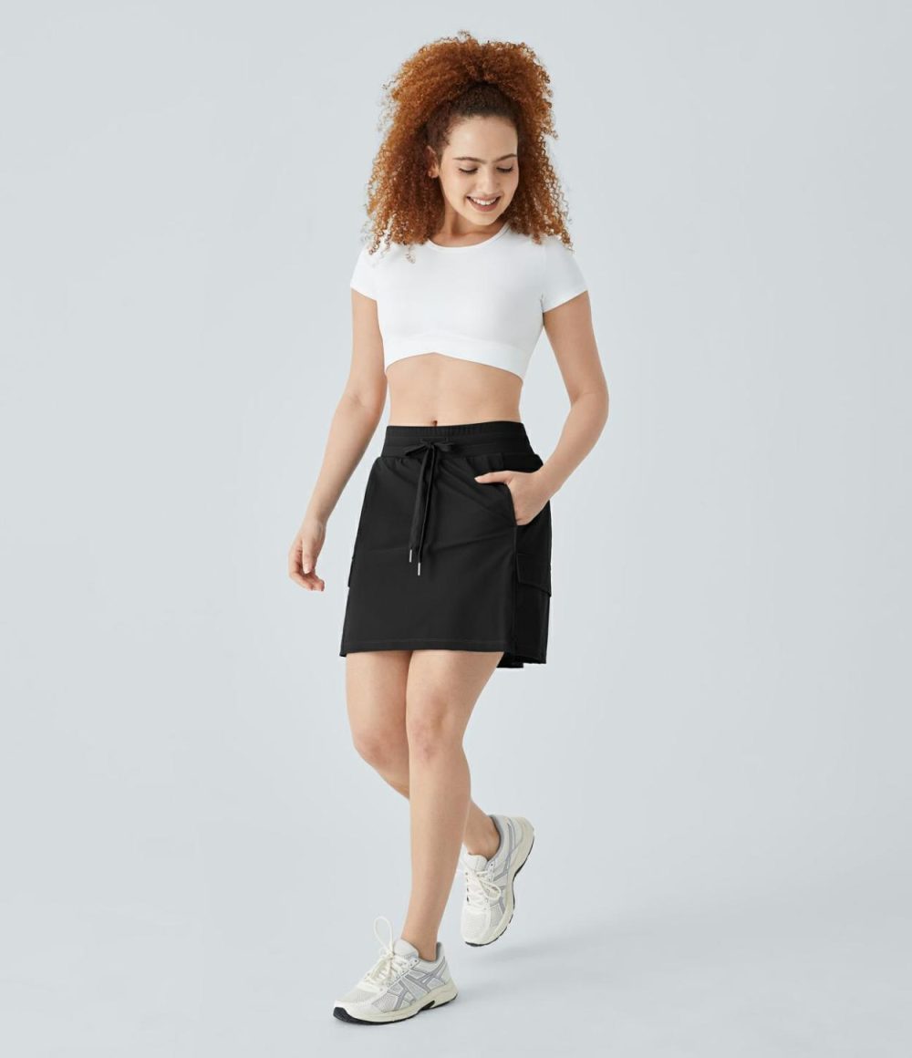 Low Rise Drawstring Side Pocket 2-in-1 Mini Cargo Skirt  | Womens  Cargo Pants Cargo Pants Cargo Pants