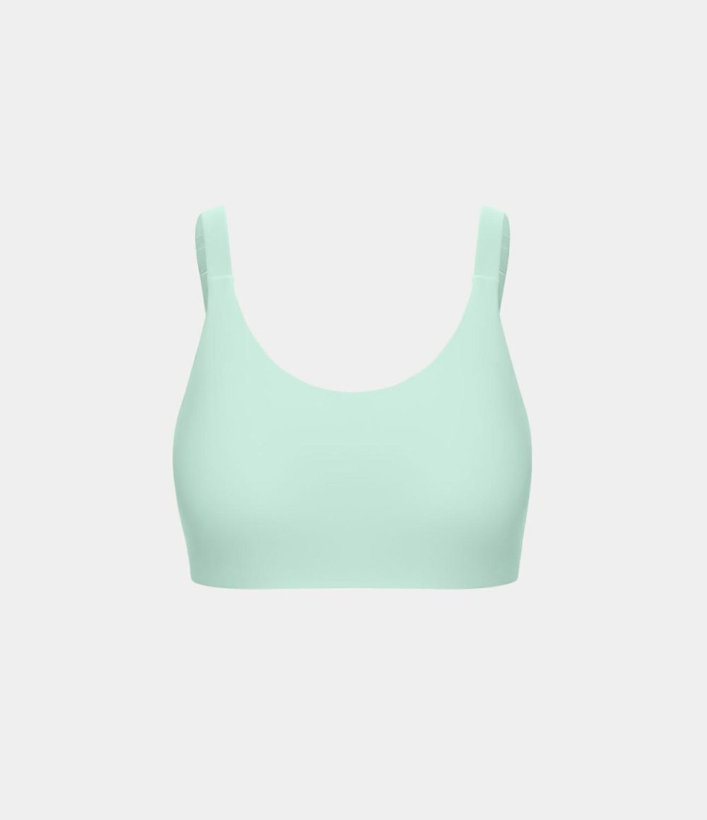 Low Support Adjustable Strap Cut Out Yoga Sports Bra  | Womens  Sports Bras Clothing Seafoam/Black/Vivacious