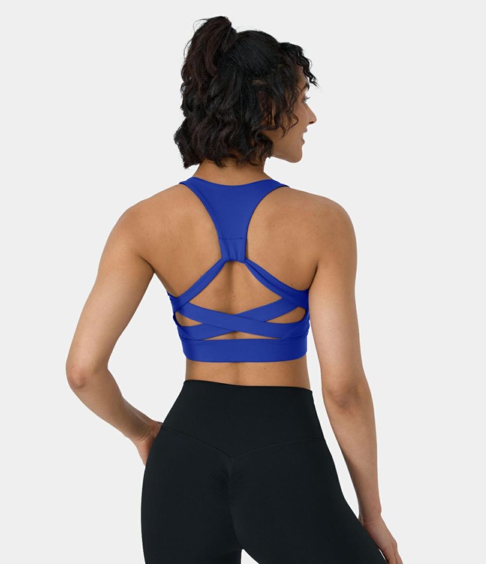 Low Support Backless Racerback Crisscross Yoga Sports Bra  | Womens  Sports Bras Clothing Sports Bras