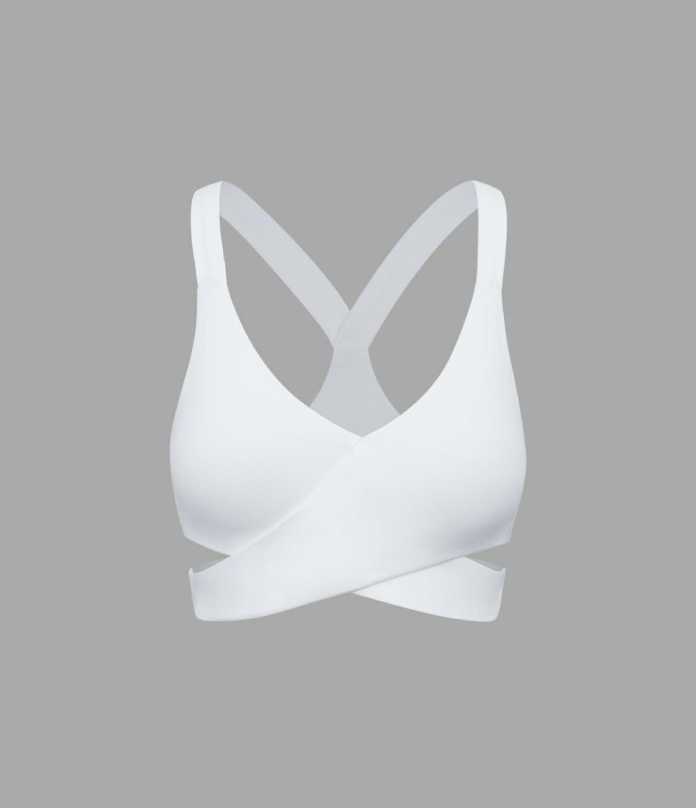 Low Support Crossover Hem Cut Out Racerback Yoga Sports Bra  | Womens  Sports Bras Clothing Sports Bras